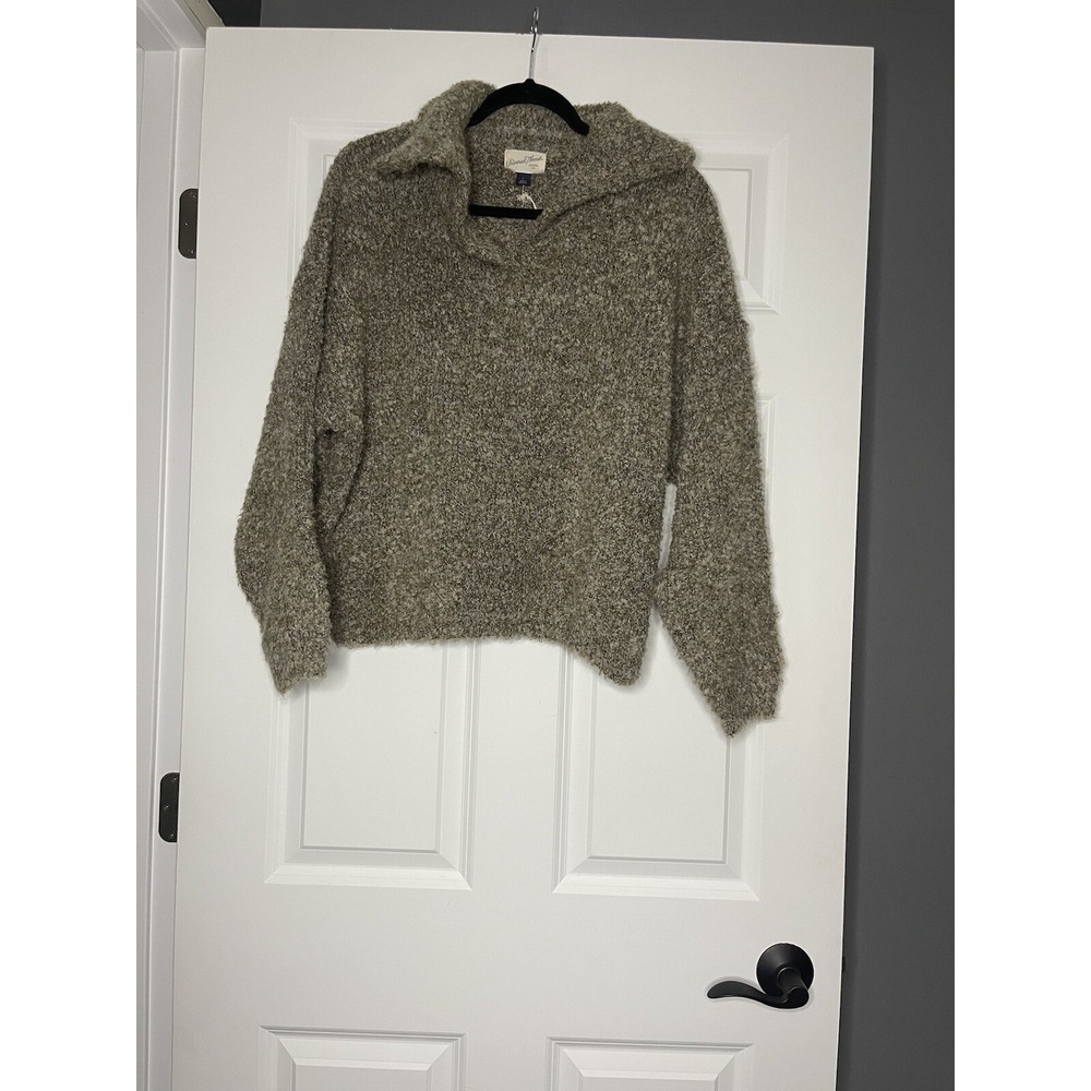 Universal Thread Marled Split Neck Pullover Sweater Large Taupe New With Tags